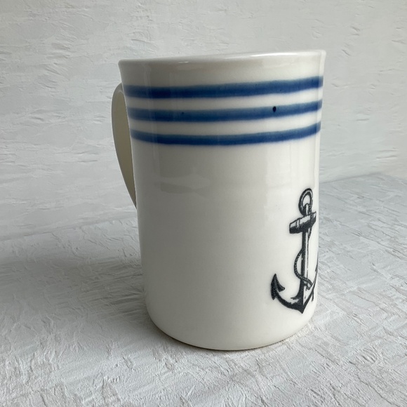 Pottery Anchor Mug Handcrafted Pottery Nautical Mug Large Capacity 1-of-a-kind - Picture 1 of 10